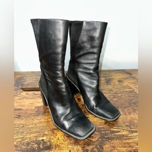 Franco Sarto Vintage Nostalgia Steviena Black Leather Women's Boots Size 6